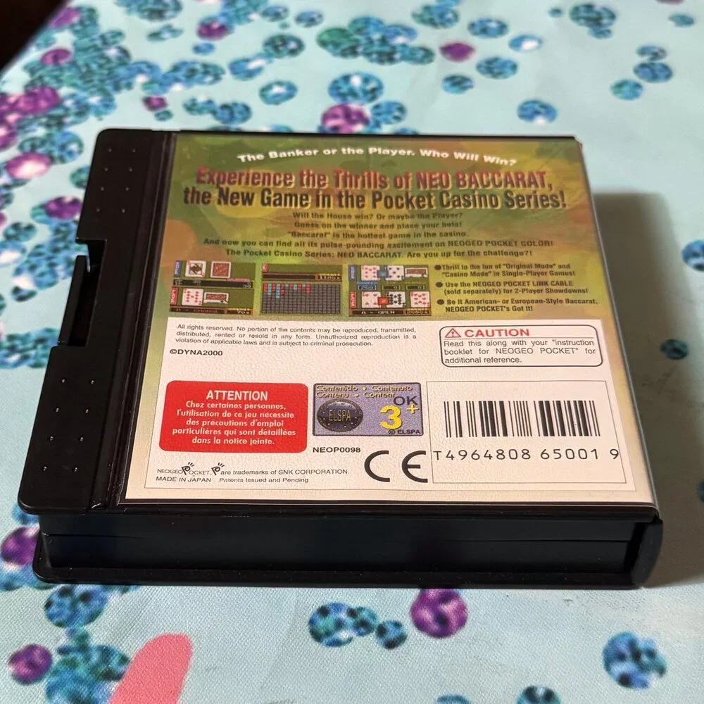 Neo Baccarat SNK Neo Geo Pocket Color NGPC Rare Vintage CIB NOS Casino Series